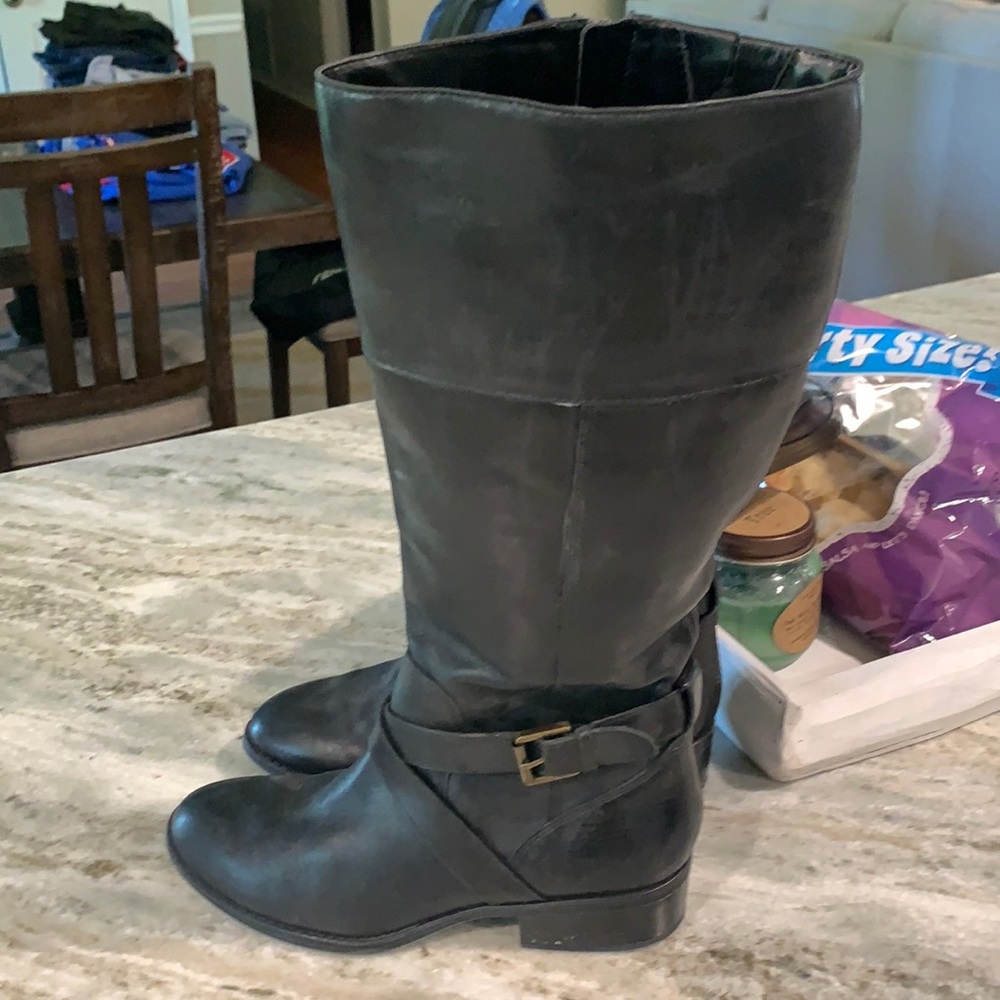 Black leather boots